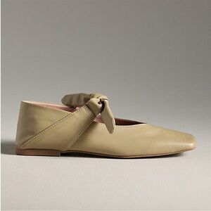 Vicenza Olive Green Bow-Accent Mary Jane Flats